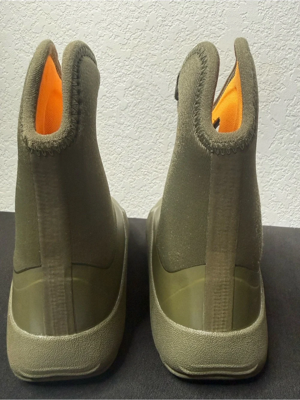 Jordan Kids Olive Green Slip-On Rain Boots with Orange Accent size 12c